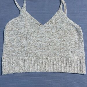 American Eagle Outfitters Beige Knit V-Neck Cropped Cami